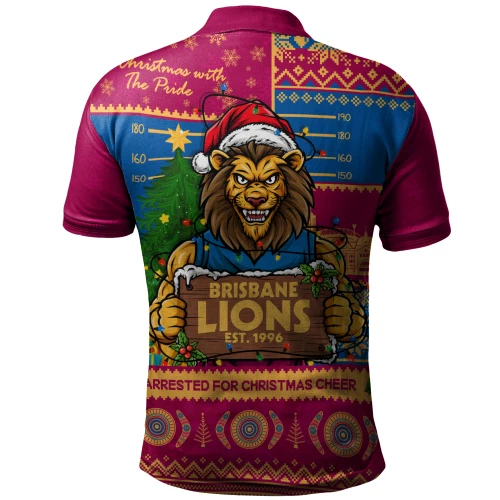 Brisbane Lions Polo Shirt Arrested For Christmas Cheer Festive Mugshot