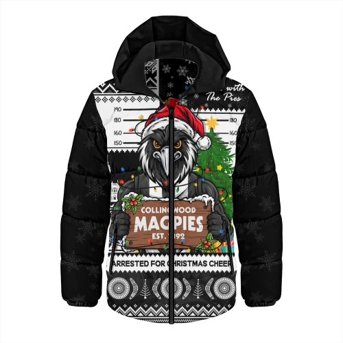 Collingwood Hooded Padded Jacket Arrested For Christmas Cheer Festive Mugshot