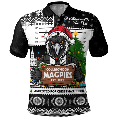 Collingwood Polo Shirt Arrested For Christmas Cheer Festive Mugshot