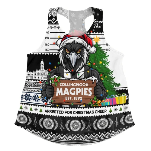 Collingwood Women Racerback Tank Arrested For Christmas Cheer Festive Mugshot