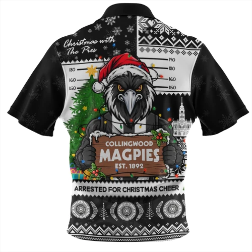 Collingwood Zip Polo Shirt Arrested For Christmas Cheer Festive Mugshot