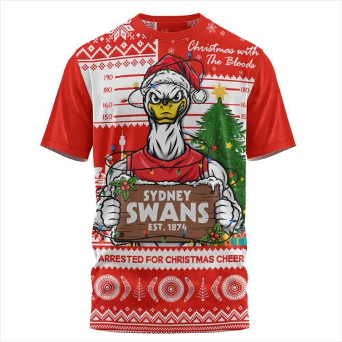 Sydney Swans T-Shirt Arrested For Christmas Cheer Festive Mugshot