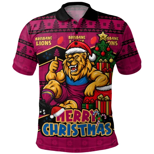 Brisbane Lions Polo Shirt Christmas Pride Beyond The Game