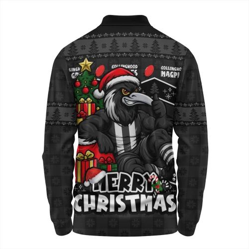 Collingwood Long Sleeve Polo Shirt Christmas Pride Beyond The Game