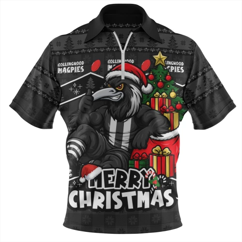 Collingwood Zip Polo Shirt Christmas Pride Beyond The Game