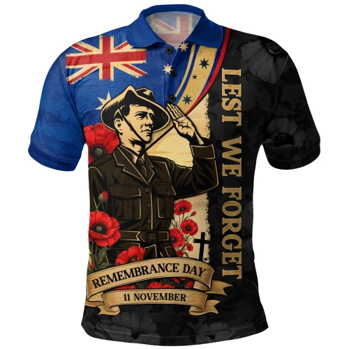 Australia Polo Shirt November Honour Remembrance Day Poppy Soldier Memory