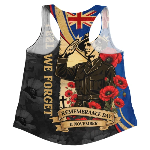 Australia Women Racerback Tank November Honour Remembrance Day Poppy Soldier Memory