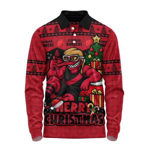 Essendon Long Sleeve Polo Shirt Christmas Pride Beyond The Game