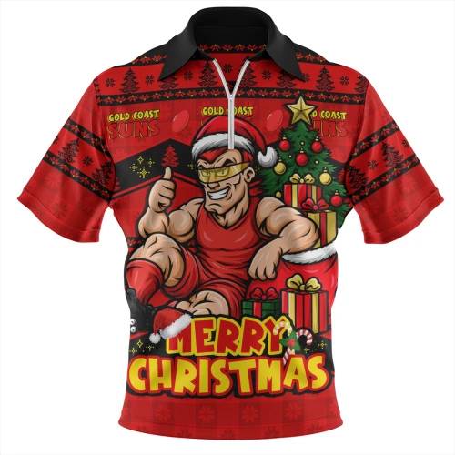 Gold Coast SUNS Zip Polo Shirt Christmas Pride Beyond The Game