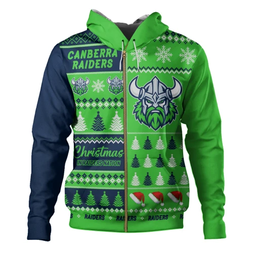 Canberra Raiders Hoodie Merry Christmas In The Colours We Love