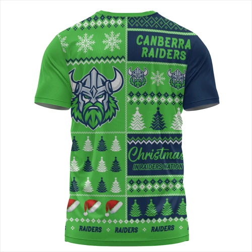 Canberra Raiders T-Shirt Merry Christmas In The Colours We Love