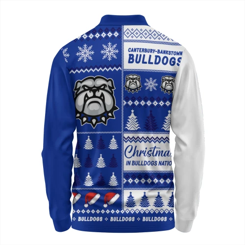 Canterbury-Bankstown Bulldogs Long Sleeve Polo Shirt Merry Christmas In The Colours We Love