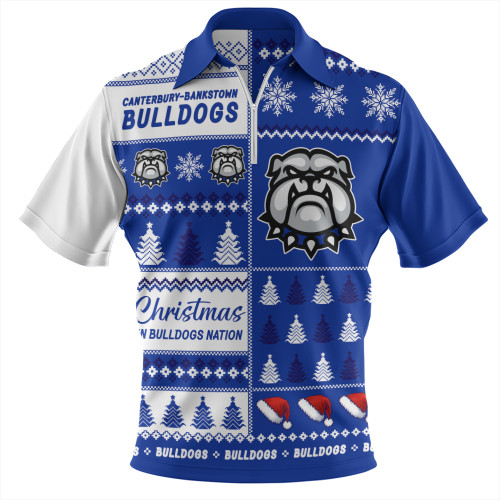 Canterbury-Bankstown Bulldogs Zip Polo Shirt Merry Christmas In The Colours We Love