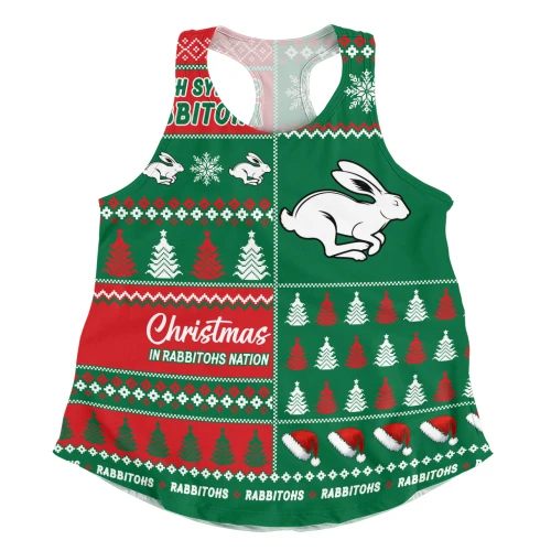 South Sydney Rabbitohs Women Racerback Tank Merry Christmas In The Colours We Love