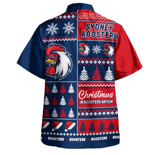 Sydney Roosters Hawaiian Shirt Merry Christmas In The Colours We Love