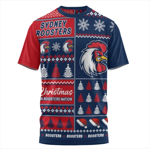 Sydney Roosters T-Shirt Merry Christmas In The Colours We Love