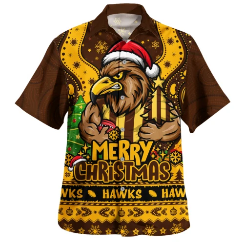 Hawthorn Hawaiian Shirt Aboriginals Christmas Pride With Merry Game Day Energy