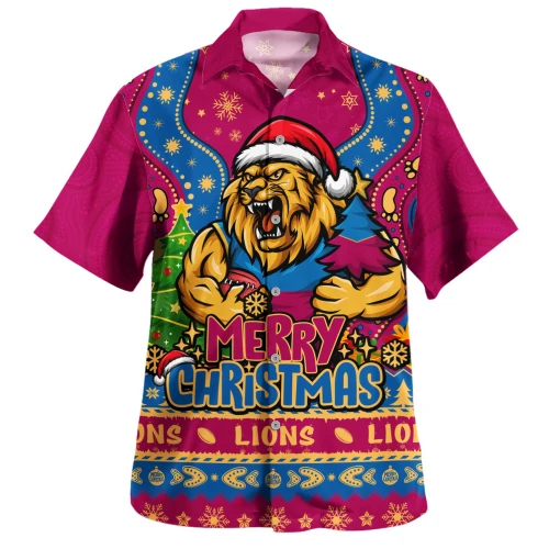 Brisbane Lions Hawaiian Shirt Aboriginals Christmas Pride With Merry Game Day Energy