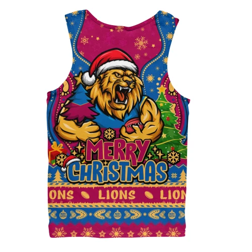 Brisbane Lions Men Tank Top Aboriginals Christmas Pride With Merry Game Day Energy