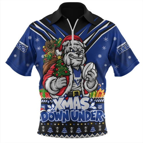 Canterbury-Bankstown Bulldogs Zip Polo Shirt Aussie Santa Christmas Joy For Festive Celebrations