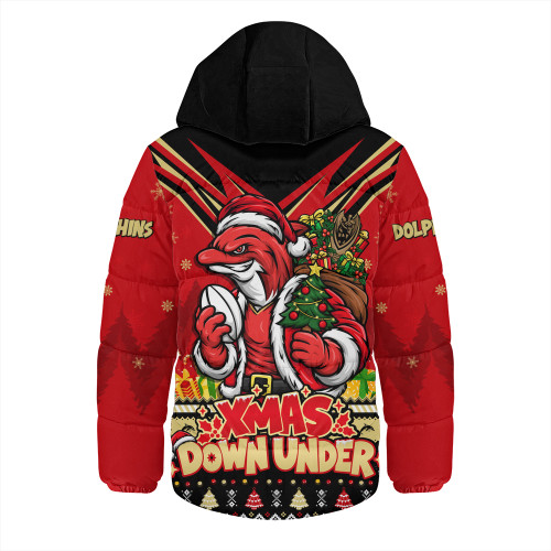 Redcliffe Dolphins Hooded Padded Jacket Aussie Santa Christmas Joy For Festive Celebrations