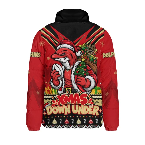 Redcliffe Dolphins Padded Jacket Aussie Santa Christmas Joy For Festive Celebrations