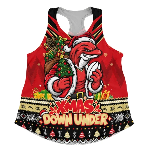 Redcliffe Dolphins Women Racerback Tank Aussie Santa Christmas Joy For Festive Celebrations