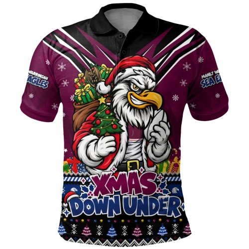 Manly Warringah Sea Eagles Polo Shirt Aussie Santa Christmas Joy For Festive Celebrations