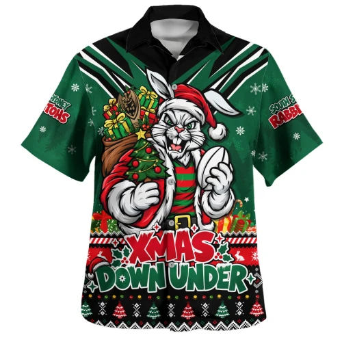 South Sydney Rabbitohs Hawaiian Shirt Aussie Santa Christmas Joy For Festive Celebrations