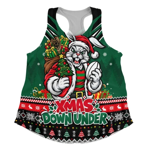 South Sydney Rabbitohs Women Racerback Tank Aussie Santa Christmas Joy For Festive Celebrations