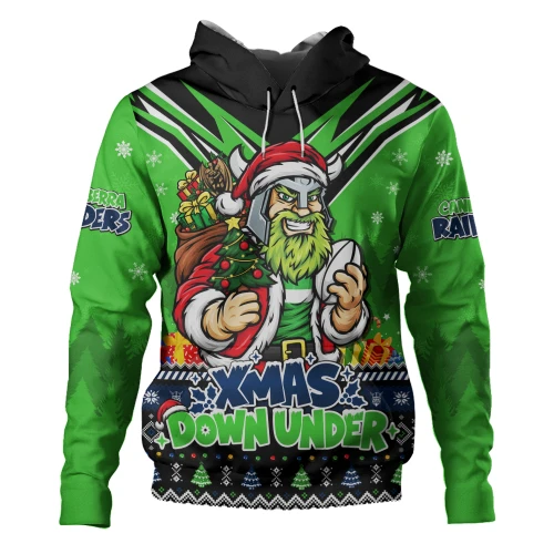 Canberra Raiders Hoodie Aussie Santa Christmas Joy For Festive Celebrations