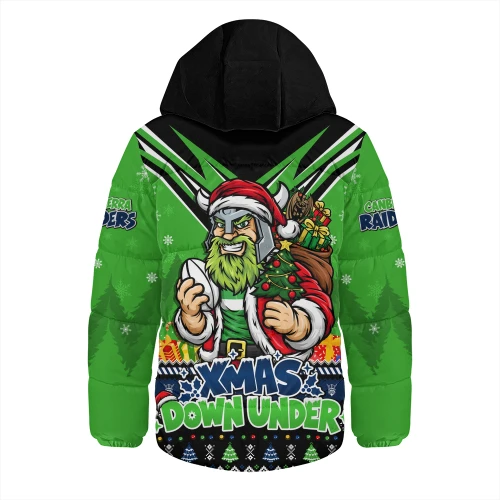 Canberra Raiders Hooded Padded Jacket Aussie Santa Christmas Joy For Festive Celebrations