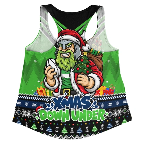Canberra Raiders Women Racerback Tank Aussie Santa Christmas Joy For Festive Celebrations