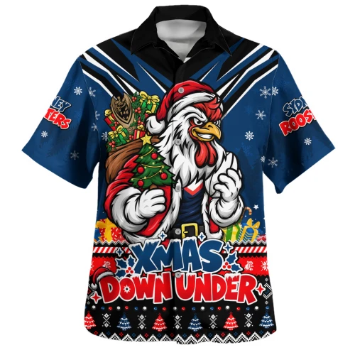 Sydney Roosters Hawaiian Shirt Aussie Santa Christmas Joy For Festive Celebrations