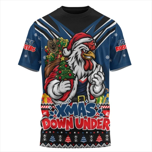 Sydney Roosters T-Shirt Aussie Santa Christmas Joy For Festive Celebrations