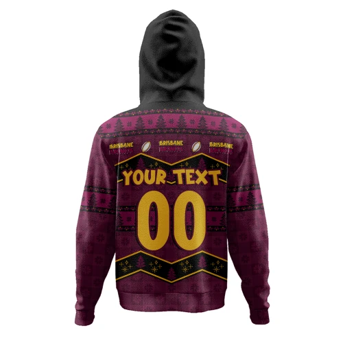 Brisbane Broncos Hoodie Christmas Glory And Timeless Team Pride Personalised Edition