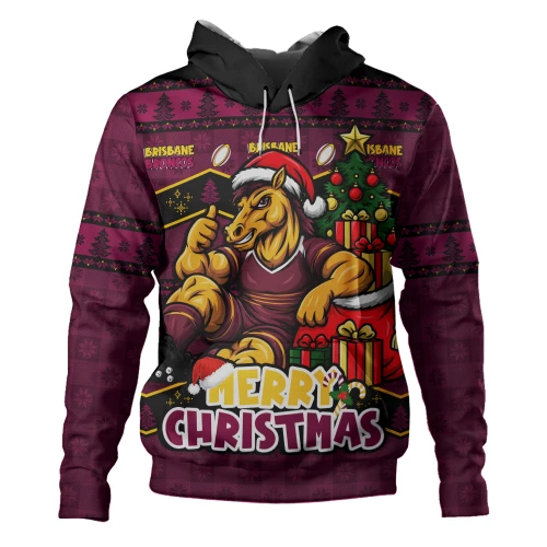 Brisbane Broncos Hoodie Christmas Glory And Timeless Team Pride Personalised Edition