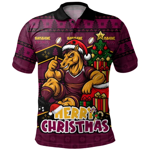 Brisbane Broncos Polo Shirt Christmas Glory And Timeless Team Pride Personalised Edition