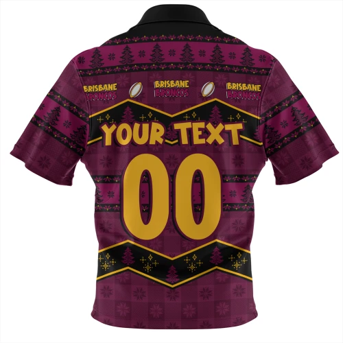 Brisbane Broncos Zip Polo Shirt Christmas Glory And Timeless Team Pride Personalised Edition