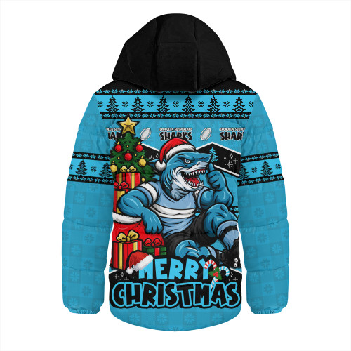 Cronulla-Sutherland Sharks Hooded Padded Jacket Christmas Glory And Timeless Team Pride Personalised Edition