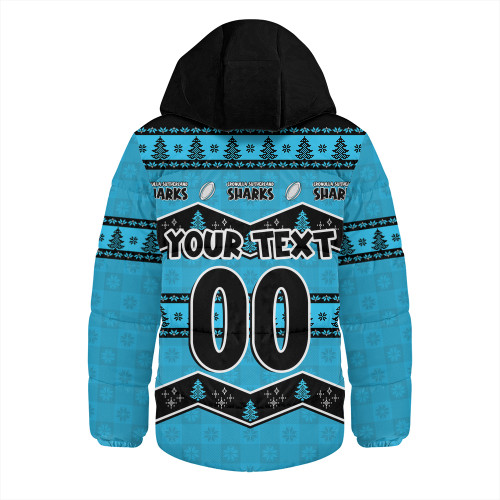 Cronulla-Sutherland Sharks Hooded Padded Jacket Christmas Glory And Timeless Team Pride Personalised Edition