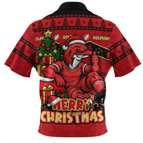 Redcliffe Dolphins Zip Polo Shirt Christmas Glory And Timeless Team Pride Personalised Edition