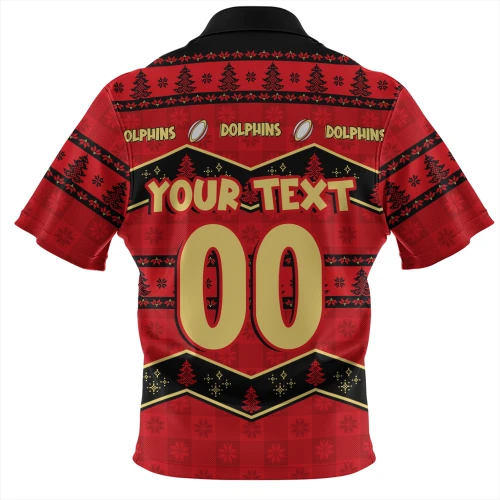 Redcliffe Dolphins Zip Polo Shirt Christmas Glory And Timeless Team Pride Personalised Edition