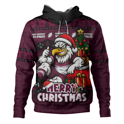 Manly Warringah Sea Eagles Hoodie Christmas Glory And Timeless Team Pride Personalised Edition