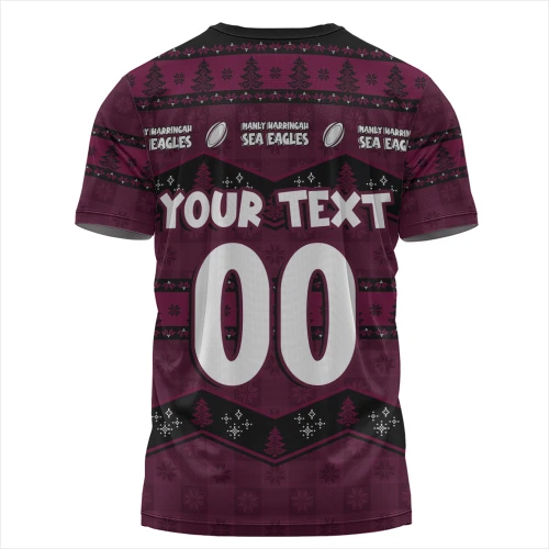 Manly Warringah Sea Eagles T-Shirt Christmas Glory And Timeless Team Pride Personalised Edition