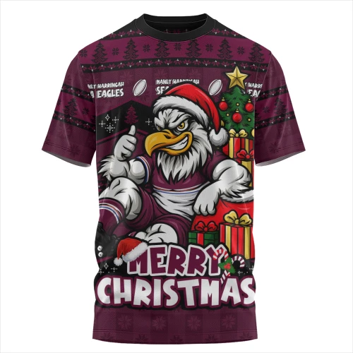 Manly Warringah Sea Eagles T-Shirt Christmas Glory And Timeless Team Pride Personalised Edition