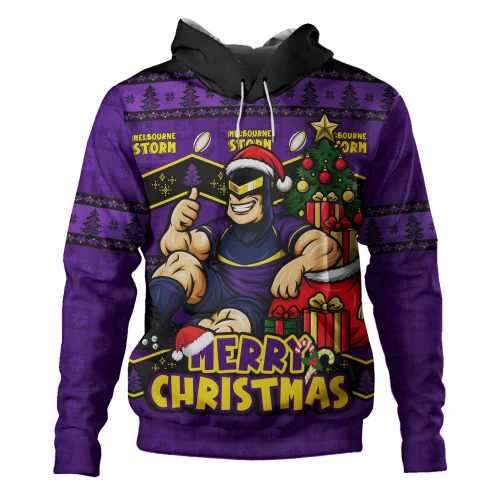 Melbourne Storm Hoodie Christmas Glory And Timeless Team Pride Personalised Edition