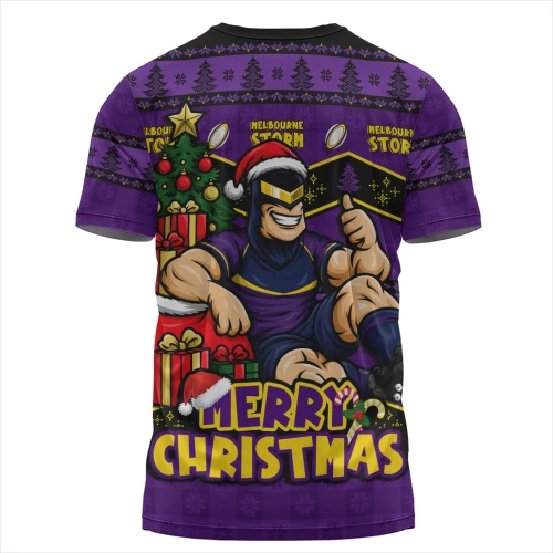 Melbourne Storm T-Shirt Christmas Glory And Timeless Team Pride Personalised Edition