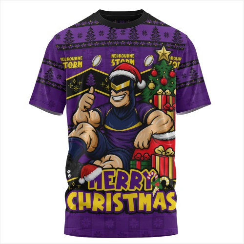 Melbourne Storm T-Shirt Christmas Glory And Timeless Team Pride Personalised Edition