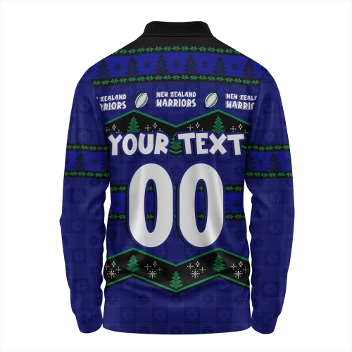 New Zealand Warriors Long Sleeve Polo Shirt Christmas Glory And Timeless Team Pride Personalised Edition